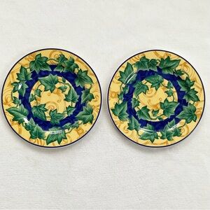 Vintage Victoria & Beale Yves Salad Plates 7.75” Set of 2 Ivy Design Porcelain